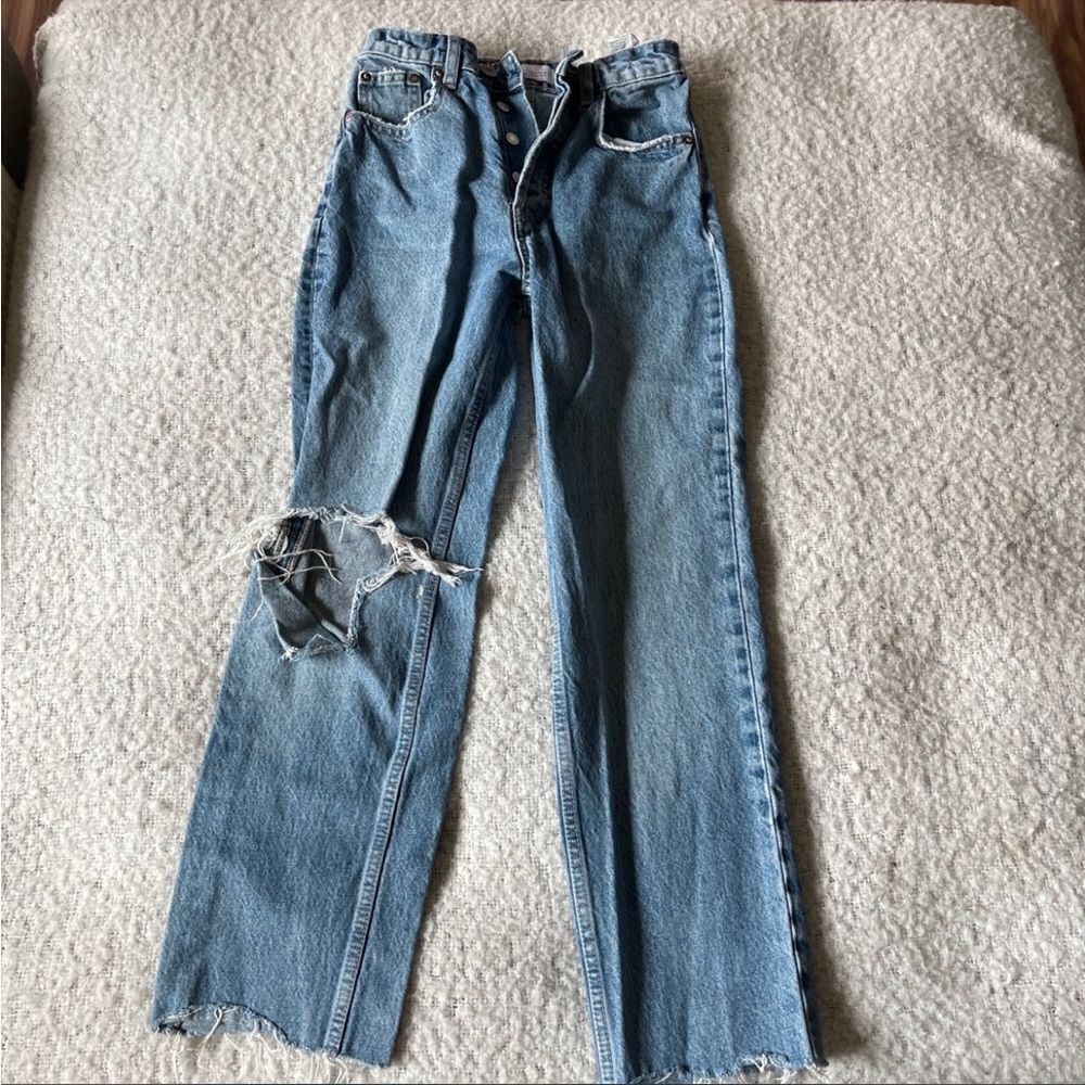 Zara high rise button fly jeans 0
